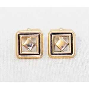 Vintage Geometric Square Diamond Gold Tone Cuff Links by Swank - H1